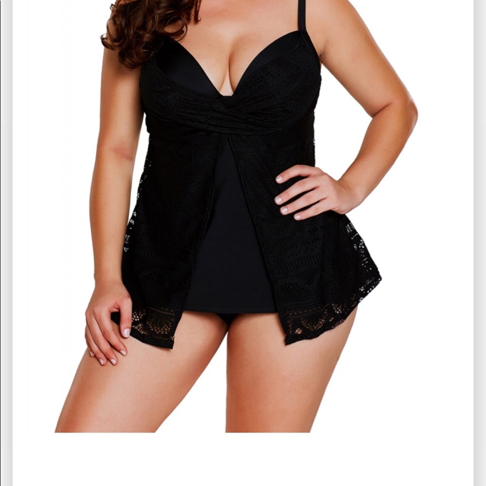 NWOT Black Lace Tankini with underwire